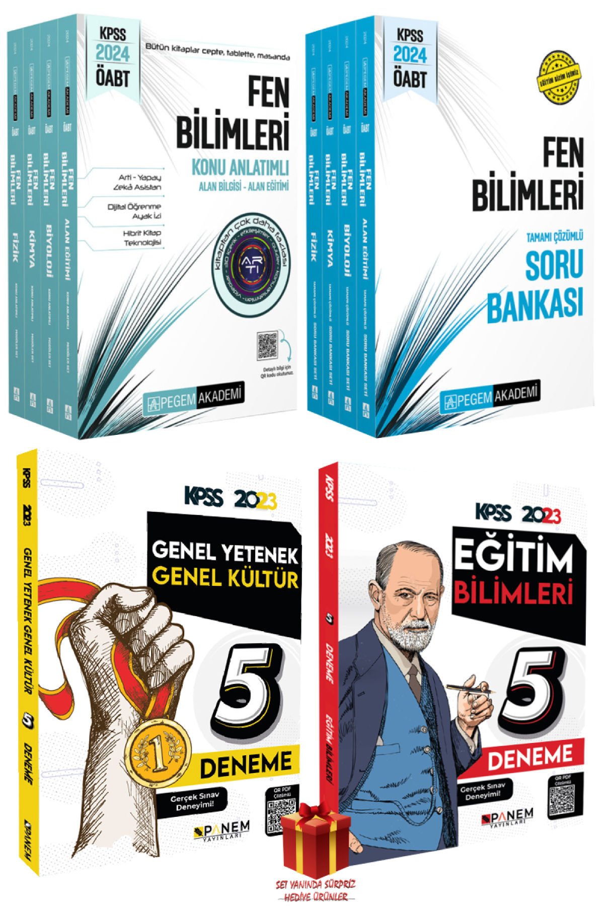 2024 Pegem ÖABT Fen Bilimleri Konu Anlatımı+Fen Bilimleri Soru Bankası+GYGK 5D+Eğitim 5D+Hediye