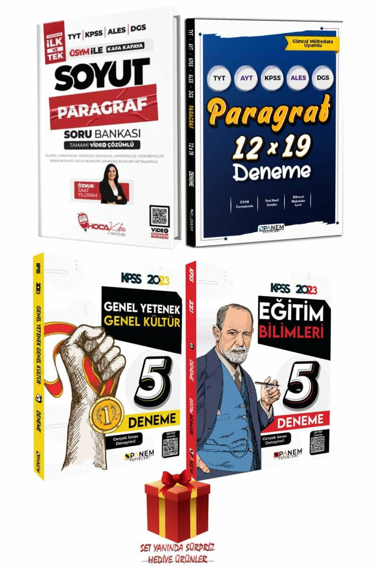 2024 Hoca Kafası KPSS Paragraf Soru Bankası+Panem Paragraf Deneme+GYGK 5 Deneme+Eğitim 5D+Hediye