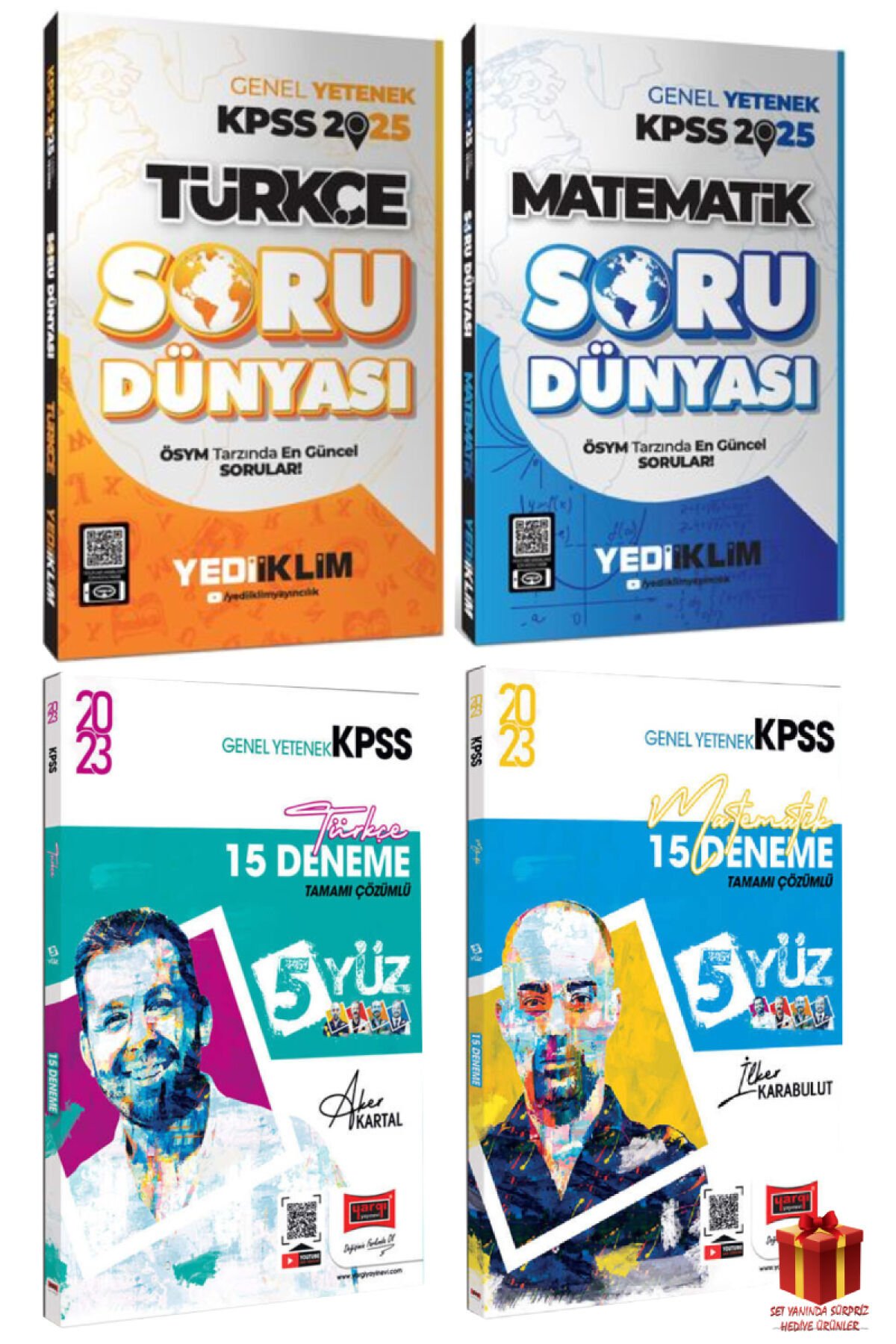 2025 Yediiklim KPSS Türkçe Soru Dünyası+Matematik Soru Dünyası+Türkçe+Matematik Denemeler+Hediye