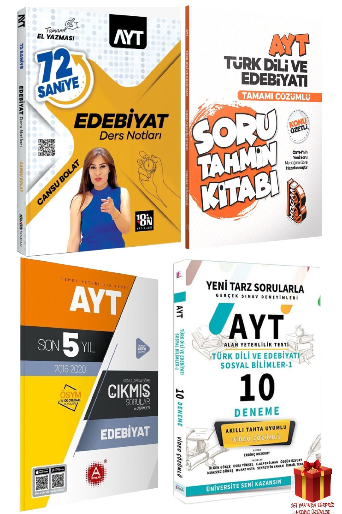 10'da On Yayınları AYT Edebiyat Ders Notları+Edebiyat Soru Tahmin Kitabı+Edebiyat Çıkmış S+10 Deneme