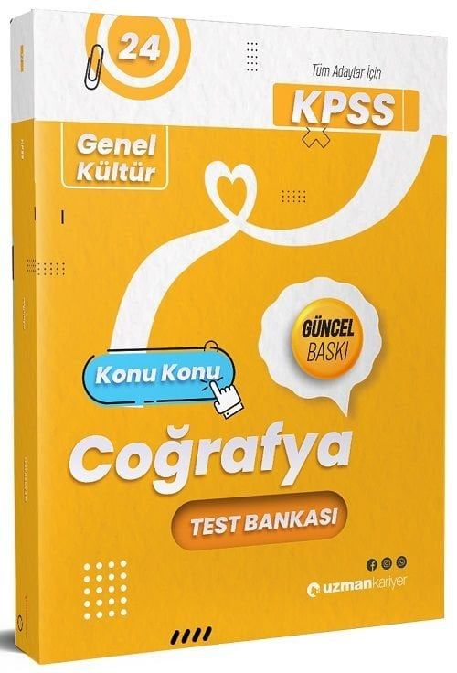 Uzman Kariyer 2024 KPSS Coğrafya Test Bankası Yaprak Test Uzman Kariyer Yayınları