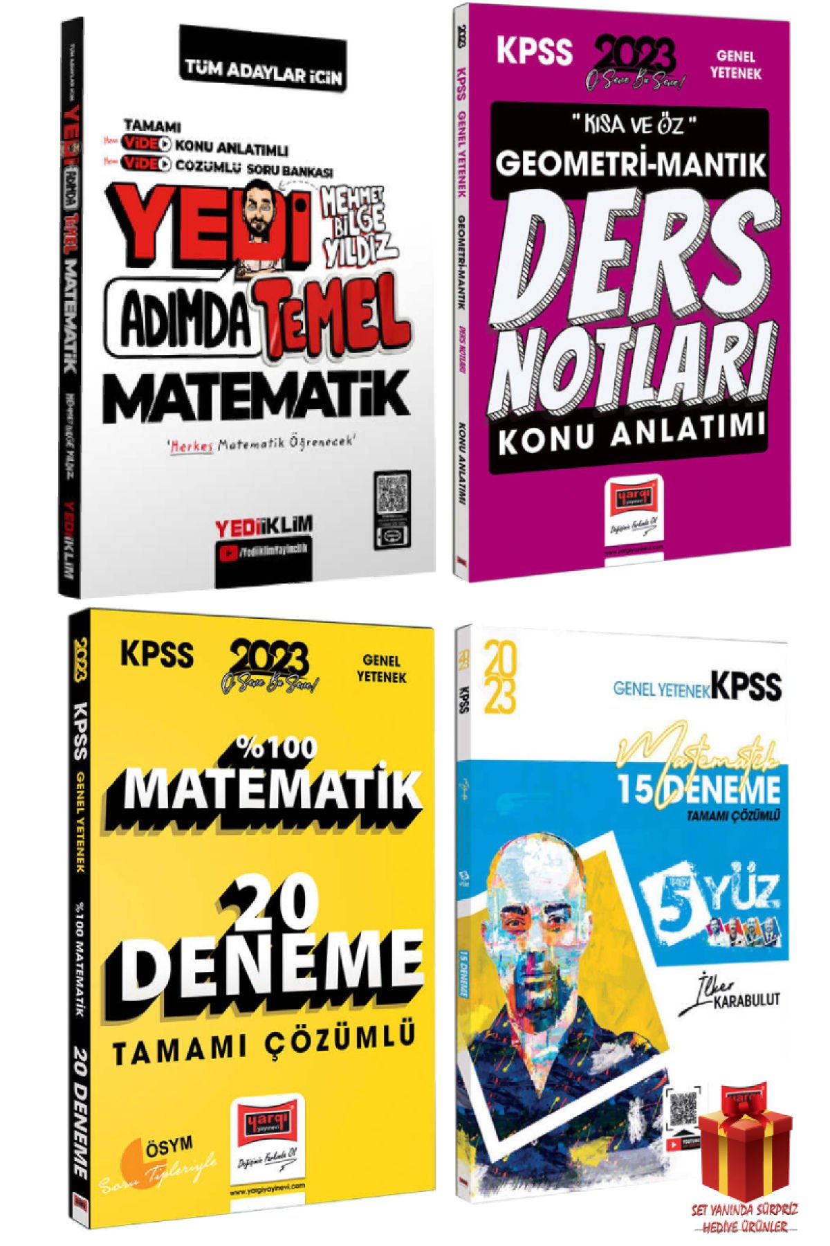 Yediiklim Yedi Adımda Temel Matematik+Yargı Geometri-Mantık Ders Notları+Matematik Denemeler+Hediye