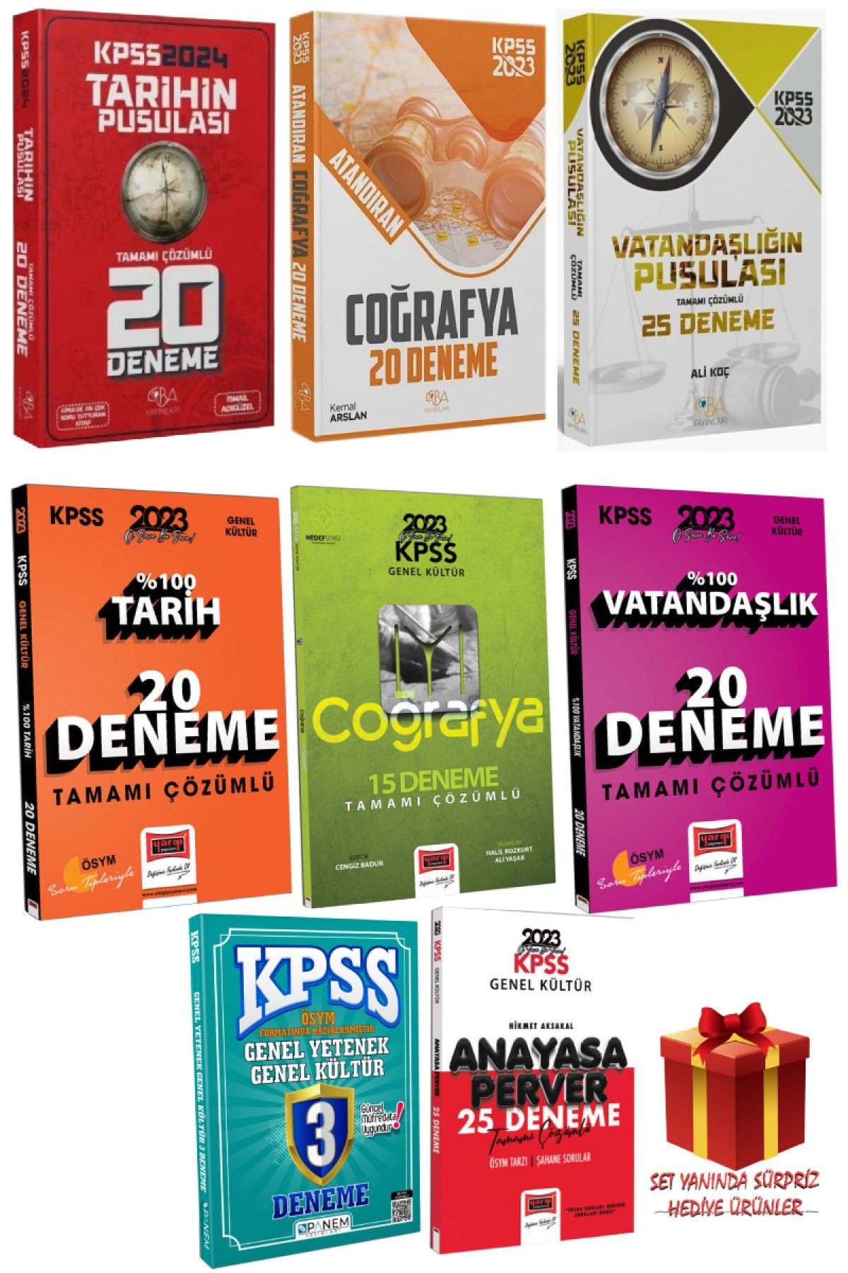 2024 Tarihin Pusulası 20 Deneme+Coğrafya 20 Deneme+Vatandaşlık 25 Deneme+Yargı GK Deneme Seti+Hediye