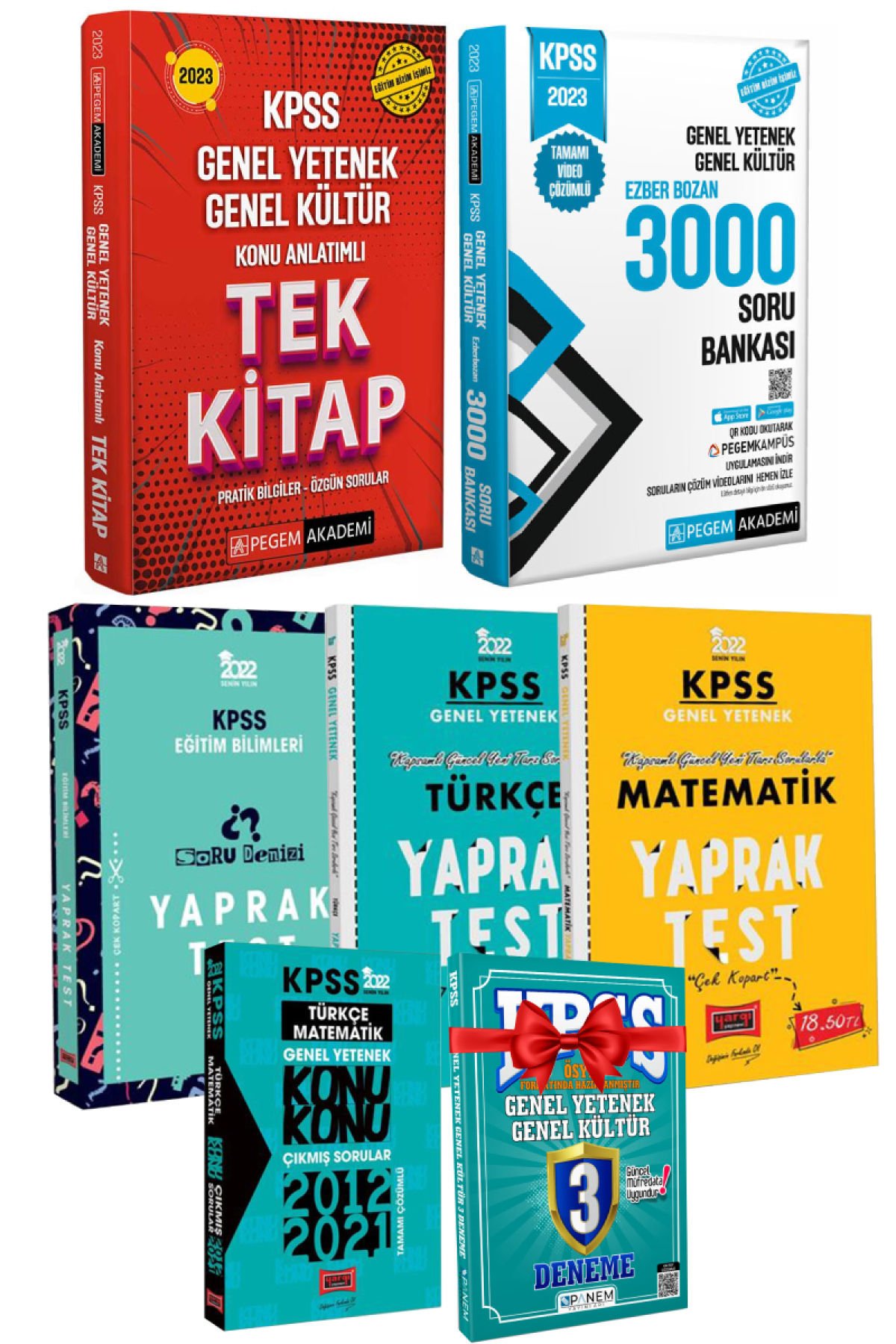 2023 Pegem GYGK Konu+GYGK 3000 SB+Yargı Eğitim+Türkçe+Matematik Yaprak+Konu Konu Çıkmış Sorular+3D