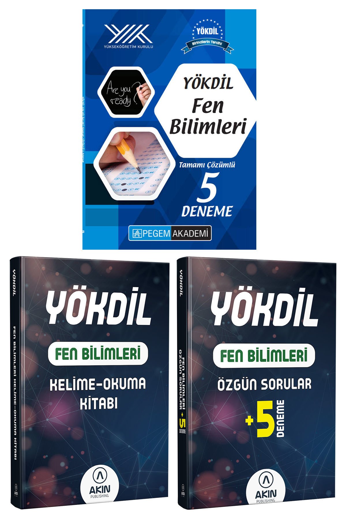 Pegem YÖKDİL Fen Bilimleri 5 Deneme + Akın Dil Fen Kelime-Okuma + Özgün 5 Deneme