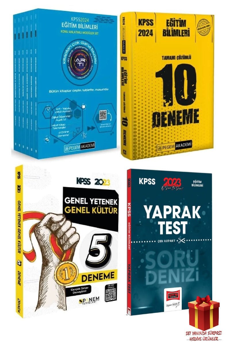 2024 Pegem Eğitim Bilimleri Konu Anlatım+10 Deneme+Panem GYGK 5D+ Eğitim Yaprak+Hediye