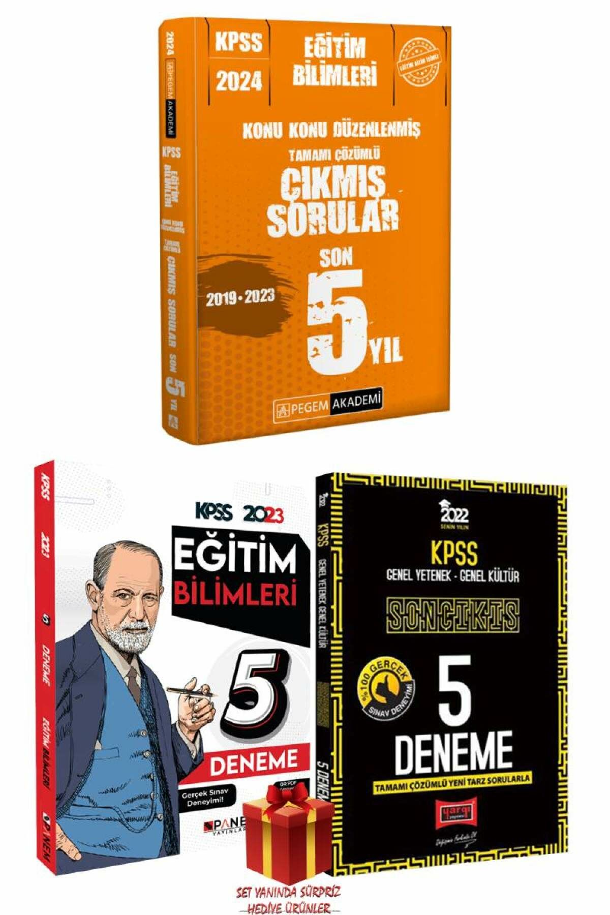 2024 Pegem Eğitim Bilimleri Çıkmış Sorular+Panem Eğitim 5 Deneme+Panem GYGK 5D+Hediye