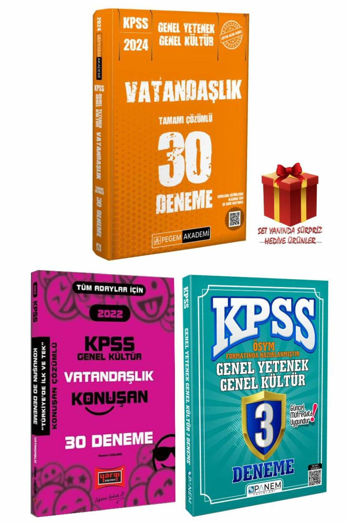 2024 Pegem KPSS Vatandaşlık 30 Deneme+Yargı Vatandaşlık 30D+Panem GYGK 3 Deneme+Hediye