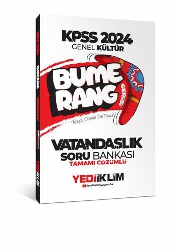 Yediiklim Yayınları 2024 KPSS Genel Kültür Bumerang Vatandaşlık Tamamı Çözümlü Soru Bankası