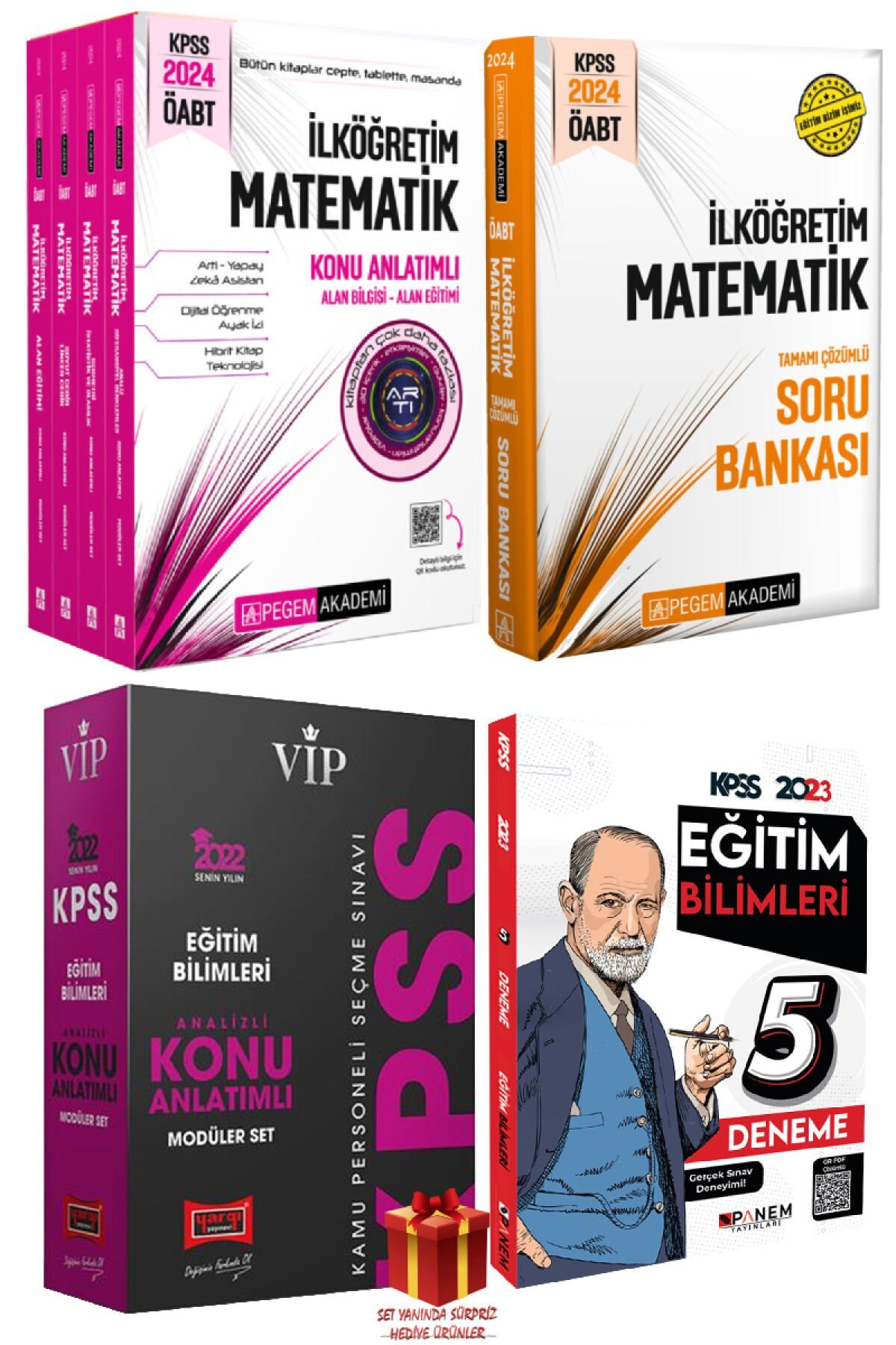 2024 Pegem ÖABT İlköğretim Matematik Konu Anlatım+Soru Bankası+Yargı Eğitim Konu+Eğitim 5D+Hediye