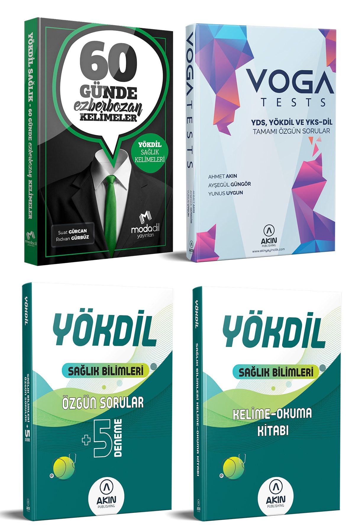 Akındil-modadil Sağlık Bilimleri Özgün Sorular + Kelime-okuma Kitapları + Voga Tests