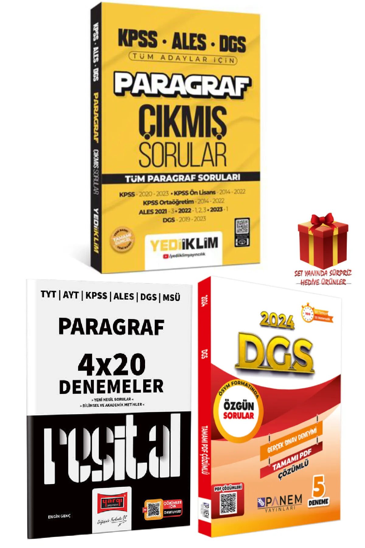 2024 Yediiklim KPSS KPSS-ALES-DGS Paragraf Çıkmış Sorular+Panem Paragraf Deneme+DGS Deneme+Hediye