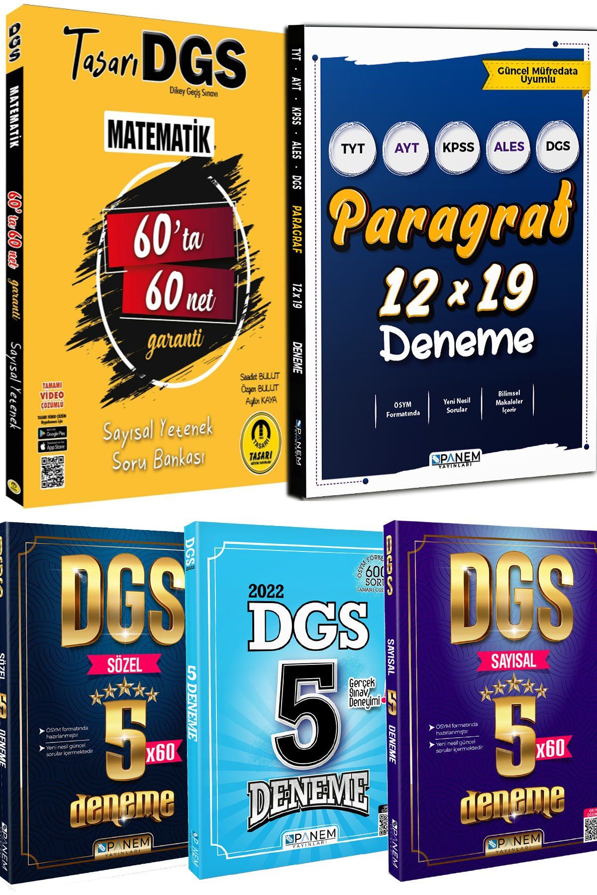 Tasarı DGS Sayısal Yetenek Soru Bankası + Panem Sayısal-Sözel-Genel 5 + Paragraf 12x19 Deneme Seti