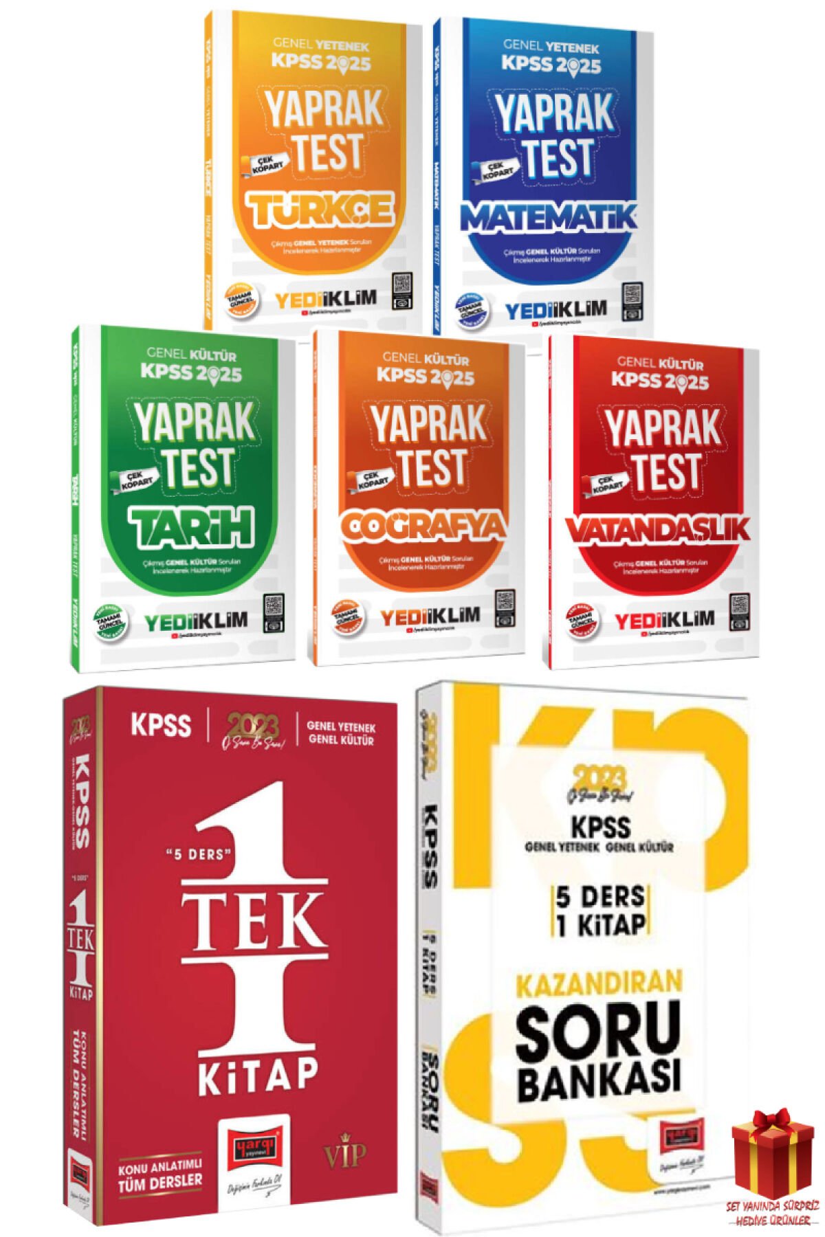 2025 Yediiklim GYGK Yaprak Test Seti+Yargı GYGK Konu Anlatım Tek Kitap+GYGK Soru Bankası+Hediye