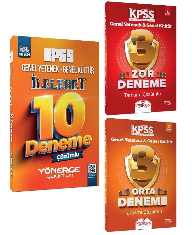 Yönerge 2023 KPSS Genel Yetenek Genel Kültür 10+3+3 Deneme 3 lü Set Yönerge Yayınları