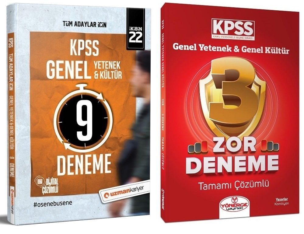 SÜPER FİYAT Uzman Kariyer + Yönerge KPSS Genel Yetenek Genel Kültür 9 + Zor 9 Deneme 2 li Set Uzman Kariyer + Yönerge Yayınları