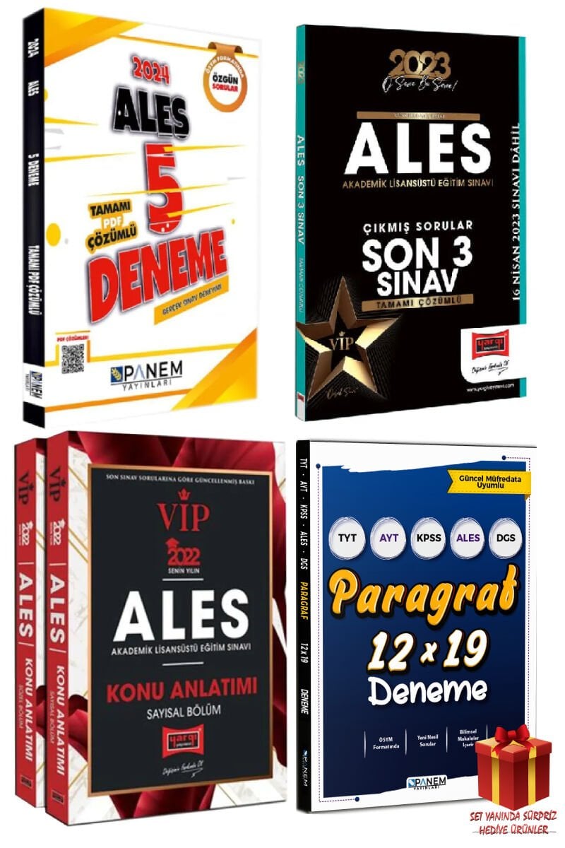 2024 Panem Ales 5 Deneme+Yargı Ales Son 3 Sınav+Ales Konu Anlatım+Ales Yaprak+Hediye