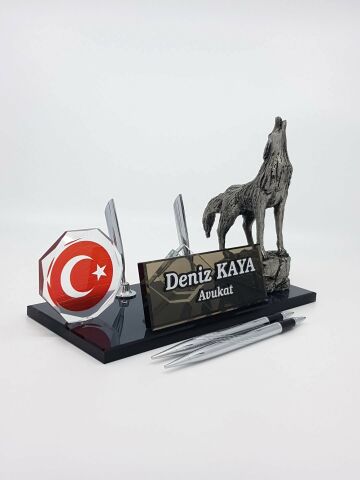 Kurt Figürlü Kristal Masa İsimliği