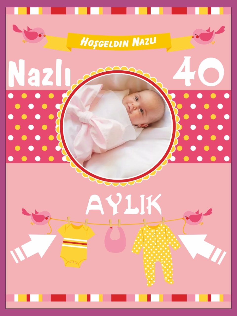 Hoş Geldin  Bebek Aylık Parti Afişi