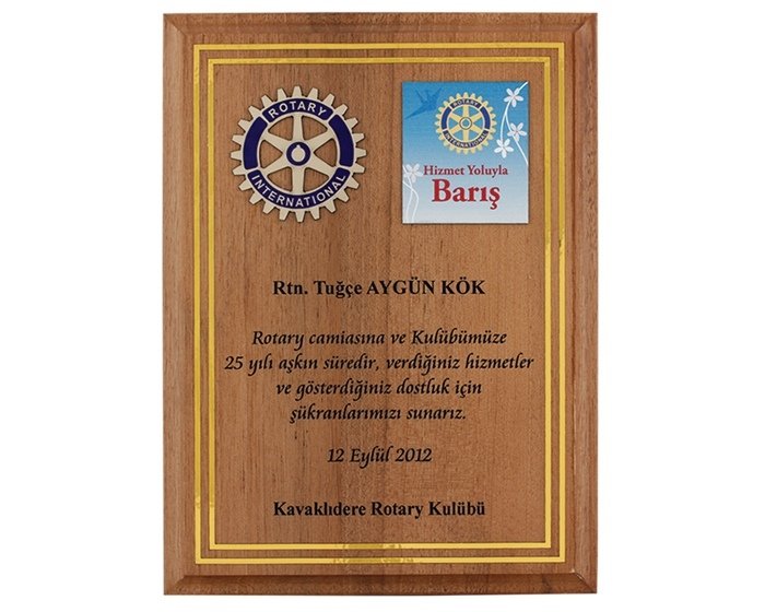 Rotary Kulübü Özel Ahşap Plaket