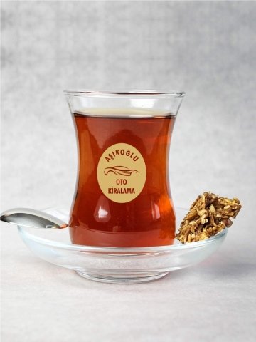 Rent a Car firması için Altın renk baskılı çay bardağı