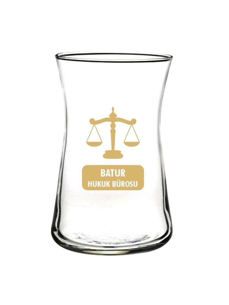 Hukuk bürosu için altın baskılı çay bardağı