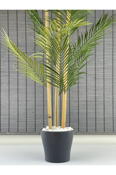 Yapay Çiçek Areka Ağacı Palmiye Ağacı Bambu Gövdeli Saksılı 18 Yaprak 125 Cm