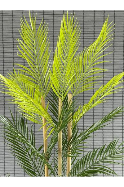 Yapay Çiçek Areka Ağacı Palmiye Ağacı Bambu Gövdeli Saksılı 18 Yaprak 125 Cm
