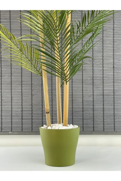 Yapay Çiçek Areka Ağacı Palmiye Ağacı Bambu Gövdeli Saksılı 18 Yaprak 125 Cm
