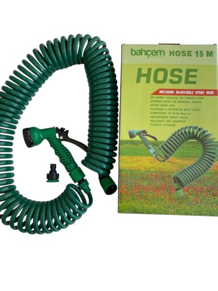 Bahçem Spiral Hortum Seti 15 mt Helezon Hortum