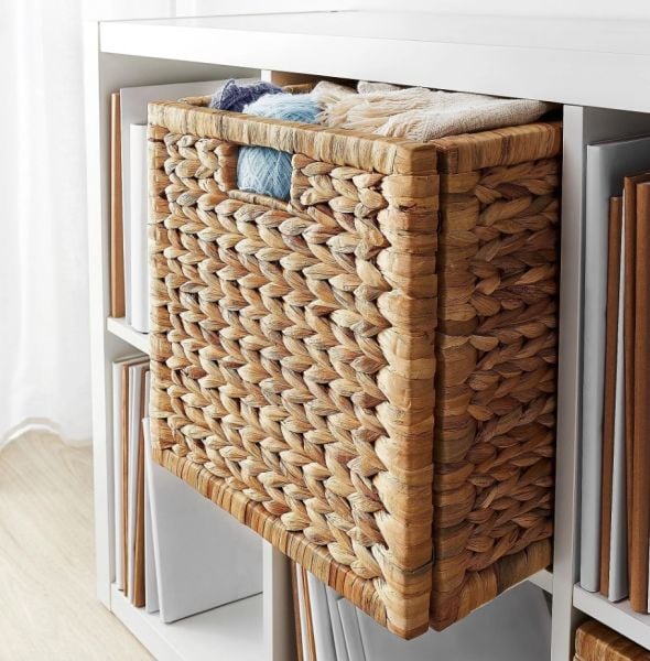 Dekoratif Natural Su Sümbülü Hyacinth / Seagrass Hasır Sepet 32x32x32cm