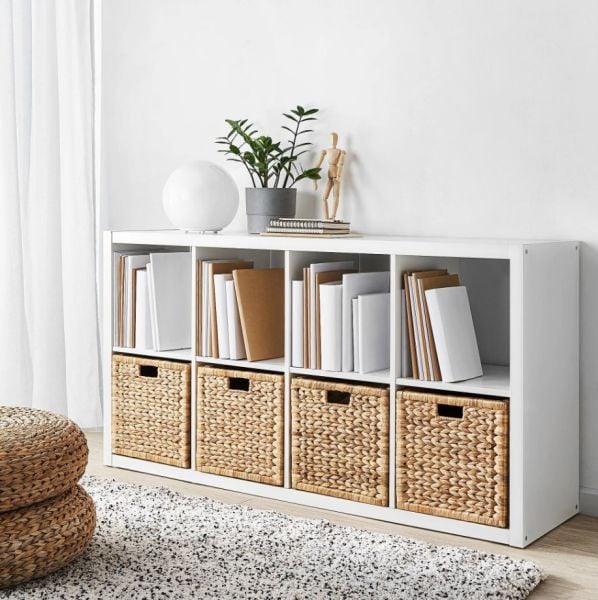 Dekoratif Natural Su Sümbülü Hyacinth / Seagrass Hasır Sepet 32x32x32cm