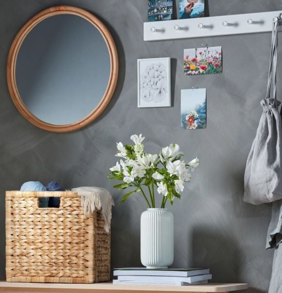 Dekoratif Natural Su Sümbülü Hyacinth / Seagrass Hasır Sepet 32x32x32cm