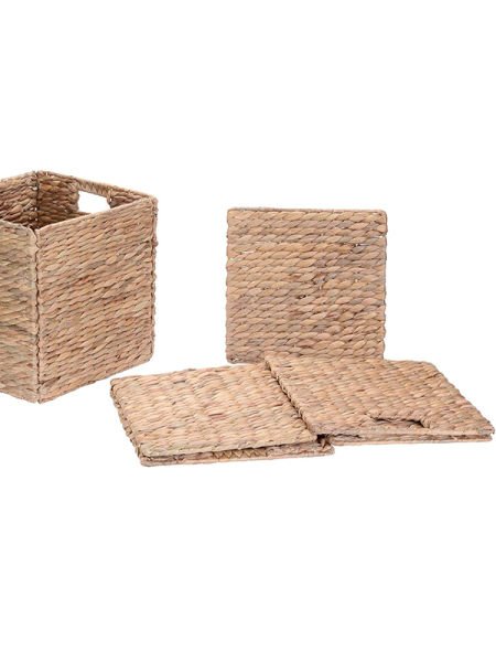 Bahçem Dekoratif Natural Su Sümbülü Hyacinth / Seagrass Hasır Sepet 32x32x32 Cm