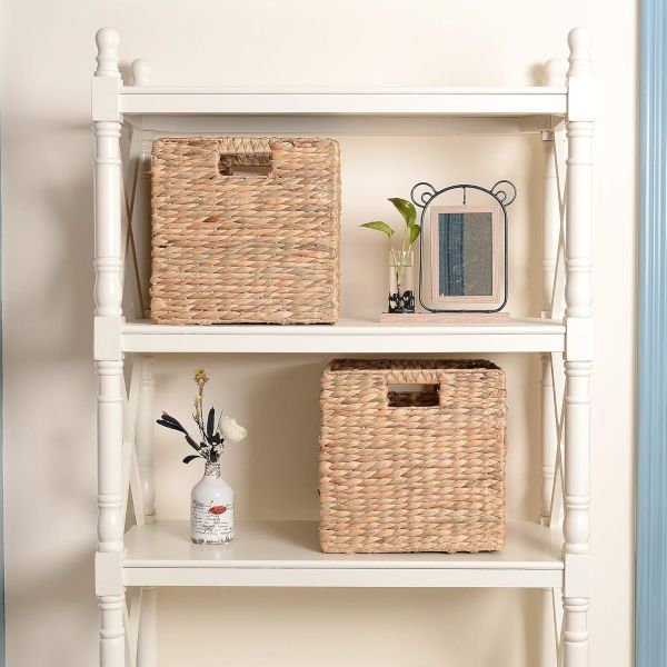 Bahçem Dekoratif Natural Su Sümbülü Hyacinth / Seagrass Hasır Sepet 32x32x32 Cm