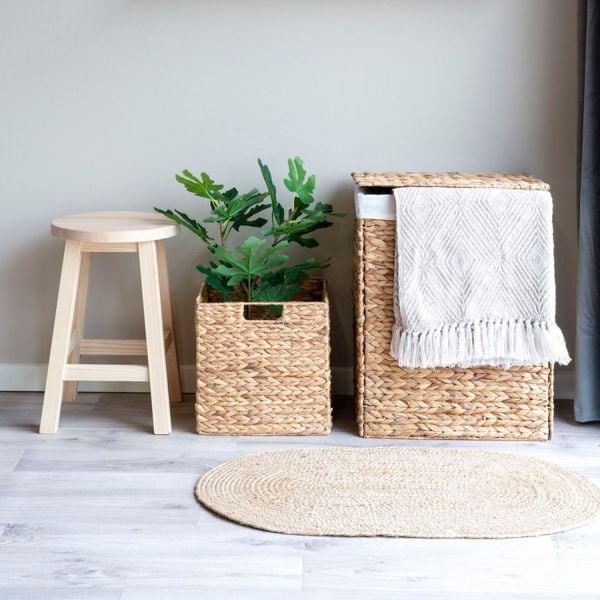 Bahçem Dikdörtgen Katlanabilir Hasır Su Sümbülü Kirli Çamaşır Sepeti