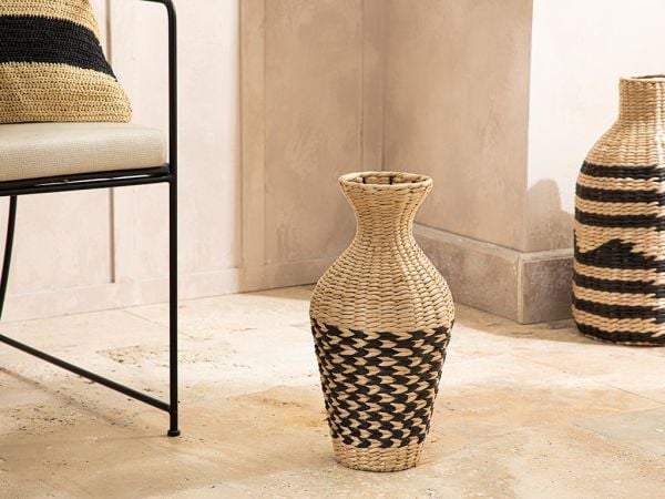 Bahçem Dekoratif Water Hyacinth / Su Sümbülü Pampas Vazosu / Hasır Vazosu Yapay Çiçeklik