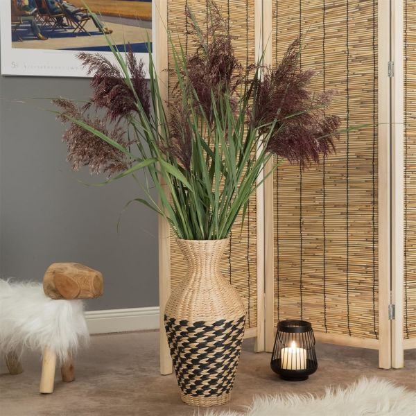 Bahçem Dekoratif Water Hyacinth / Su Sümbülü Pampas Vazosu / Hasır Vazosu Yapay Çiçeklik