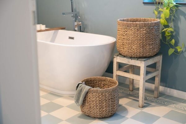 Bahçem Dekoratif Natural Renk Seagrass Yuvarlak Hasır Sepet Düzenleyici 3'lü Set