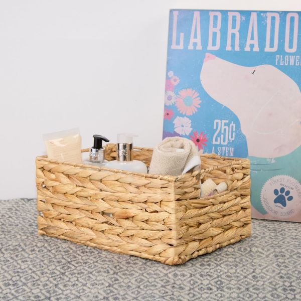 Bahçem Dekoratif Natural Seagrass Dikdörtgen Hasır Sepet Düzenleyici / Organizer 3'lü Set
