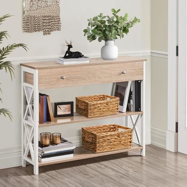Bahçem Dekoratif Natural Seagrass Dikdörtgen Hasır Sepet Düzenleyici / Organizer 3'lü Set