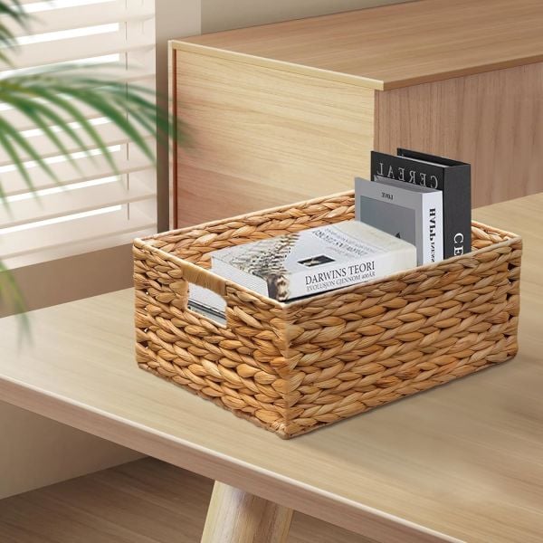 Bahçem Dekoratif Natural Seagrass Dikdörtgen Hasır Sepet Düzenleyici / Organizer 3'lü Set