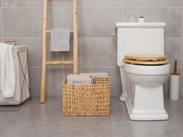 Bahçem Dekoratif Doğal Hasır Su Sümbülü Bölünmüş Dergi Sepeti Gazete Banyo, Ofis, Zemin için Kitaplık