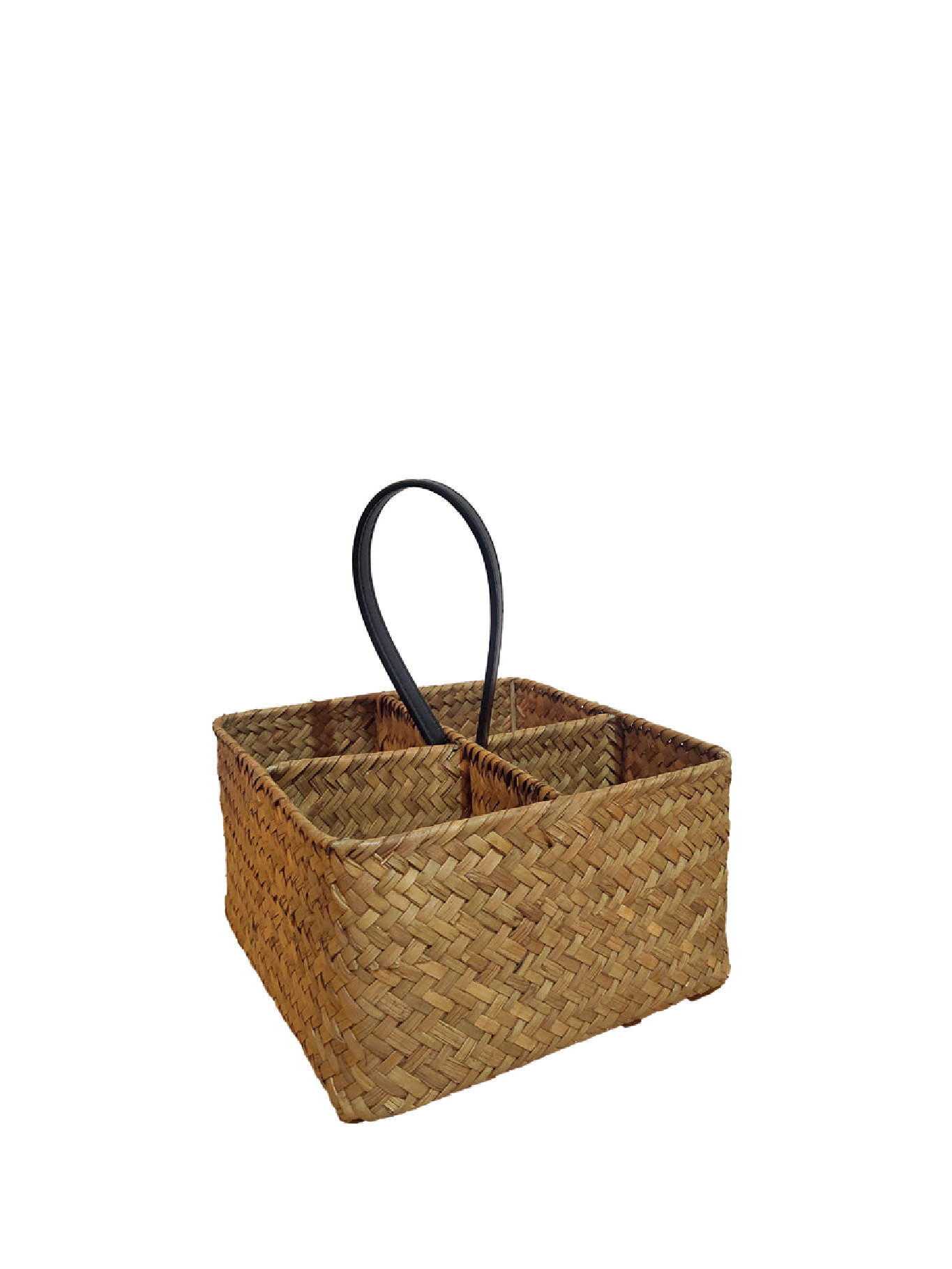 Bahçem Dekoratif Bambu Hasır Banyo Organizer / Kaşıklık / Dekoratif Obje 4 Bölmeli 20x20x11 Cm