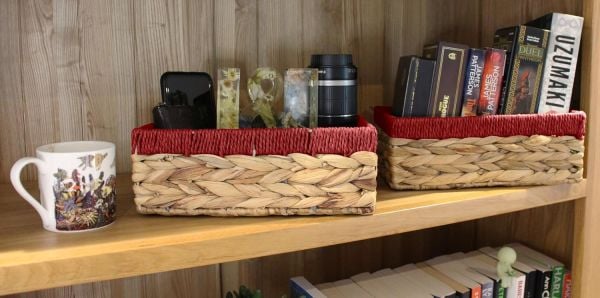 Bahçem Dekoratif Water Hyacinth / Su Sümbülü Dikdörtgen Kırmızı Detaylı Sepet 3'lü Takım Set