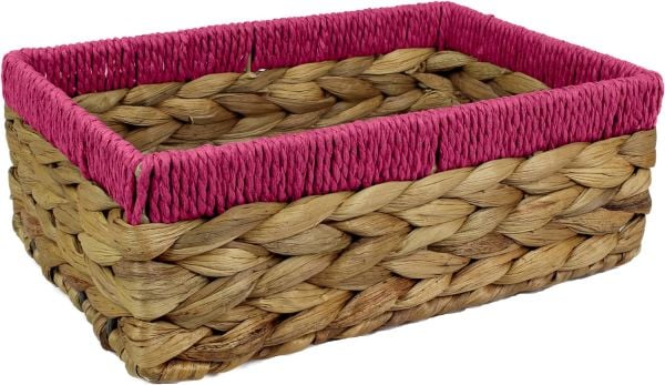 Bahçem Dekoratif Water Hyacinth / Su Sümbülü Dikdörtgen Kırmızı Detaylı Sepet 3'lü Takım Set