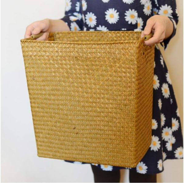 Bahçem Bambu Derin Dikdörtgen Ahşap Kulplu Düzenleyici/sepet/organizer 34*23*35cm 1 Adet
