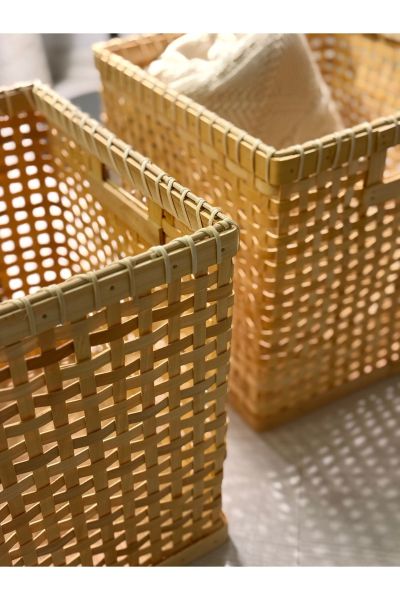 Bahçem Dekoratif Bambu Çok Amaçlı Sepet Kare 30x30cm