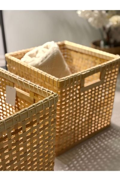 Bahçem Dekoratif Bambu Çok Amaçlı Sepet Kare 30x30cm