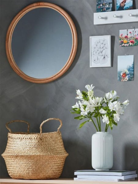 Bahçem Natural Katlanabilir Hasır Sepet Saksılık 38X40cm